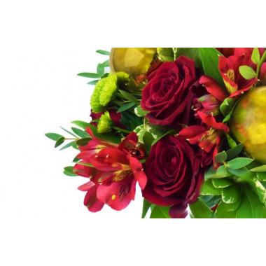 vue sur des roses rouges du Bouquet du fleuriste Noël Rouge