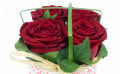 vue sur les quatre roses rouges de la Composition de roses rouges Pot d'Amour