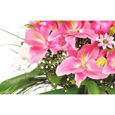 l'Agitateur Floral | zoom sur des lys rose du Bouquet de fleurs rose Eclatant