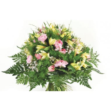 Image zoom bouquet rond de roses Vaporeux