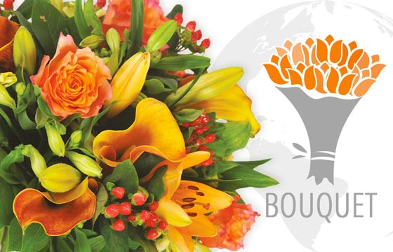 L'Agitateur Floral | image du bouquet de fleurs dans les tons oranges pour une livraison de fleurs à l'international