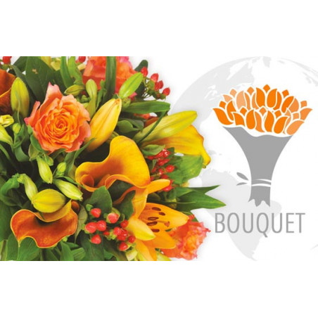 L'Agitateur Floral | image du bouquet de fleurs dans les tons oranges pour une livraison de fleurs à l'international