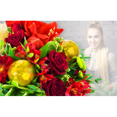 L'Agitateur Floral | image du Bouquet Surprise de Noël tons rouge et or