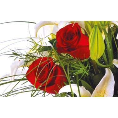 zoom sur de roses rouges du bouquet de fleurs Duchesse