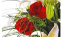 zoom sur de roses rouges du bouquet de fleurs Duchesse