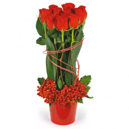 L'Agitateur Floral | image de la composition de roses rouges Flamme