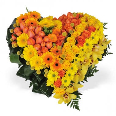 Image de fleur Coeur de deuil jaune et orange Murmure