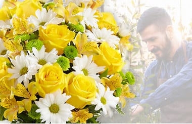 L'Agitateur Floral | image du Bouquet Surprise jaune et blanc