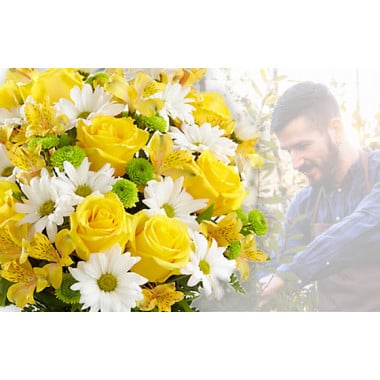L'Agitateur Floral | image du Bouquet Surprise jaune et blanc