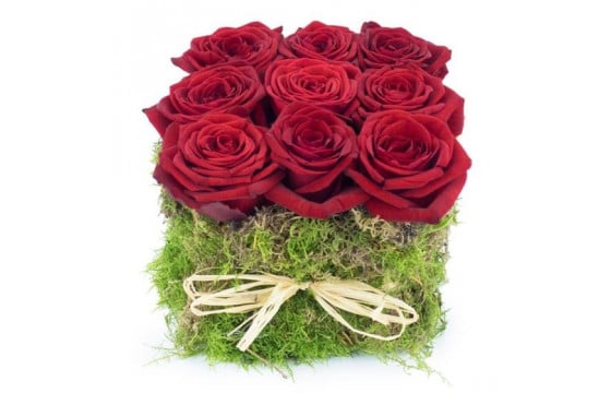 L'Agitateur Floral | image de la composition florale carré de roses rouges