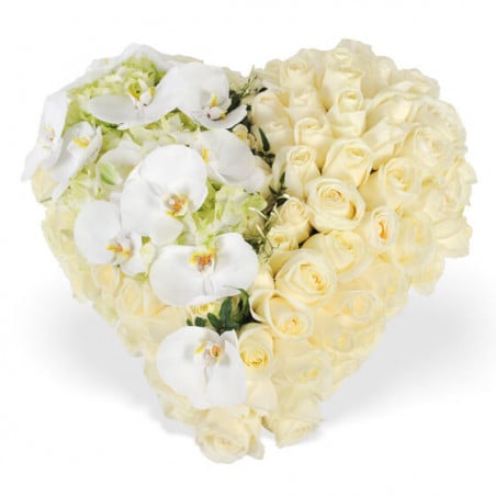L'Agitateur Floral | image du coeur de deuil blanc chérubin