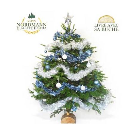 L'Agitateur Floral | image du Sapin de Noël Décoré Bleu et Argent