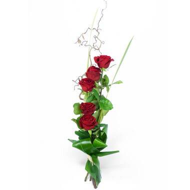 Bouquet linéaire de roses rouges Maïa