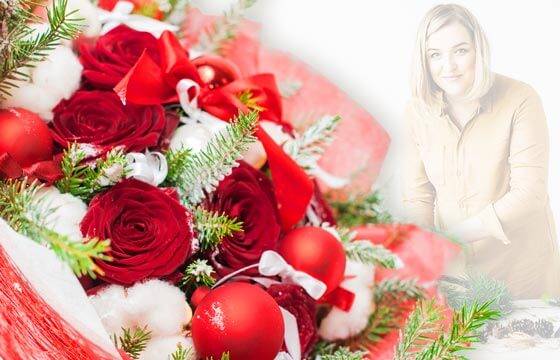 L'Agitateur Floral | image du Bouquet Surprise de Noël tons rouge et blanc