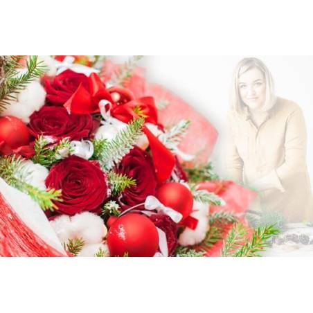 L'Agitateur Floral | image du Bouquet Surprise de Noël tons rouge et blanc
