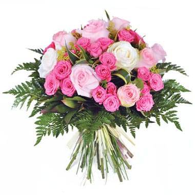 Bouquet de roses roses Pompadour