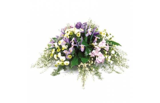 Composition de fleurs pour un deuil dans les tons mauve & blanc -  L'agitateur floral