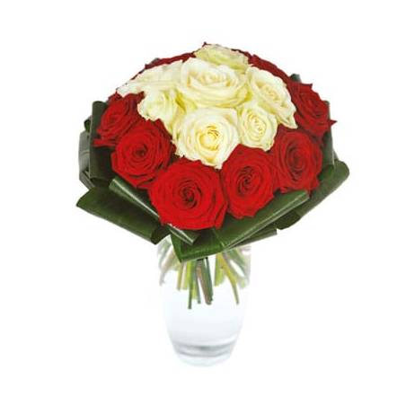 L'Agitateur Floral | image du bouquet de roses rouges et blanches