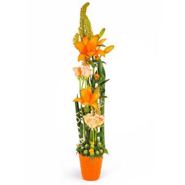L'Agitateur Floral | image de la composition en hauteur dans les tons orange Unique
