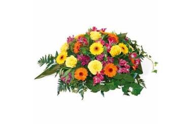 L'Agitateur Floral | image de la composition de fleurs pour un deuil tons jaune & orange Univers