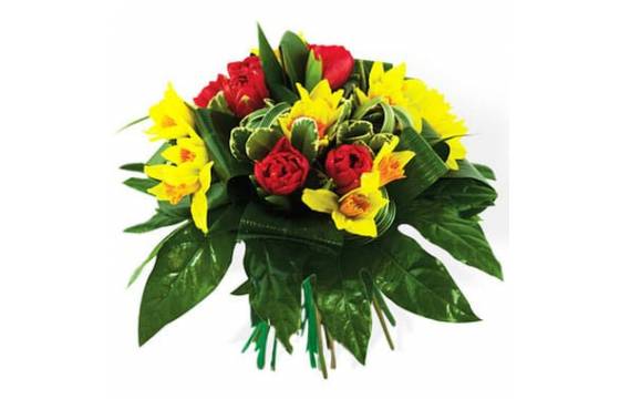 Bouquet tulipes rouges & jonquilles Vert'Di | livraison fleurs en 4h -  L'agitateur floral