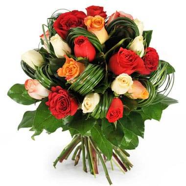 L'Agitateur Floral | image du bouquet rond de roses colorées Joie