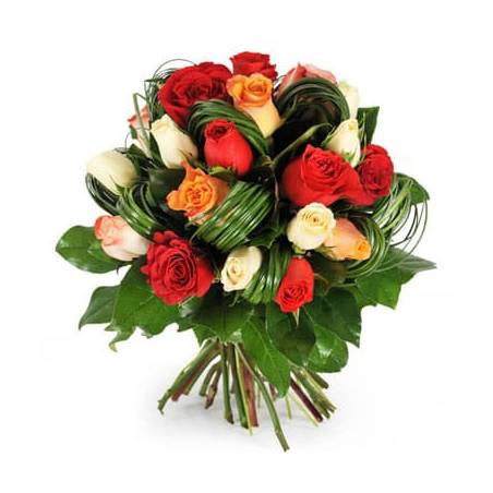 L'Agitateur Floral | image du bouquet rond de roses colorées Joie