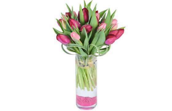 L'Agitateur Floral | image du Bouquet rond de Tulipes roses & mauves