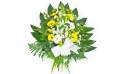 L'Agitateur Floral | image de la gerbe de fleurs de deuil dans les tons jaune et blanc