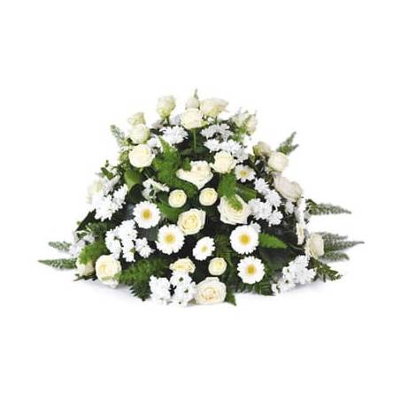 L'Agitateur Floral | Image de la composition de deuil dans les couleurs blanches du nom de Pureté