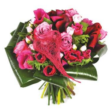 L'Agitateur Floral | image du Bouquet rond de fleurs roses Framboisine
