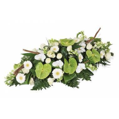 Image de fleur Raquette de deuil verte & blanche Commémoration