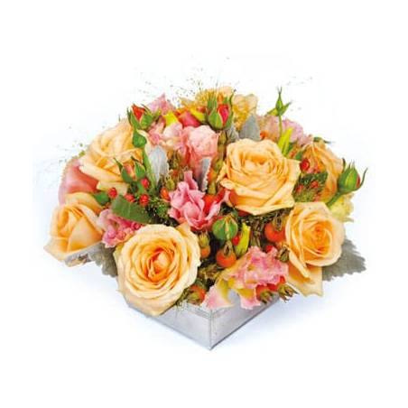L'Agitateur Floral | image de la composition florale de roses multicolores Miel