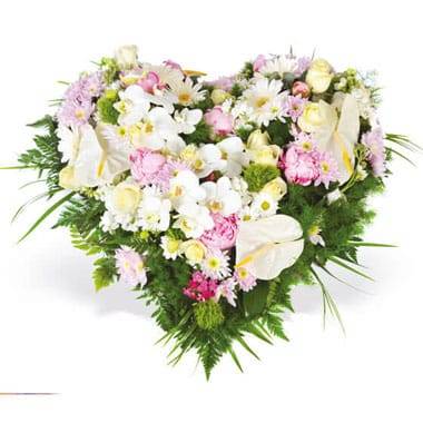 L'Agitateur Floral | Image du coeur de deuil dans les tons blanc et rose