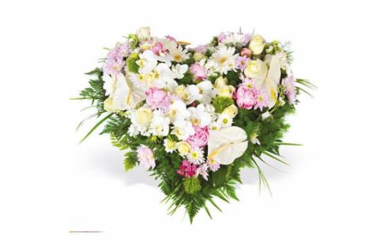 Cœur de deuil rose & blanc | Livraison de fleurs pour un enterrement -  L'agitateur floral