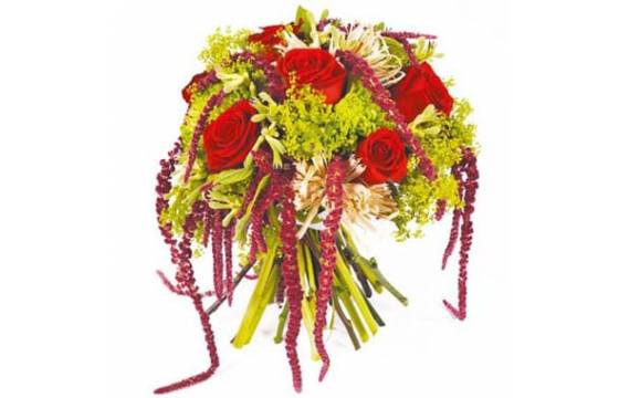 L'Agitateur Floral | image du bouquet de roses rouge et amarante Révélation