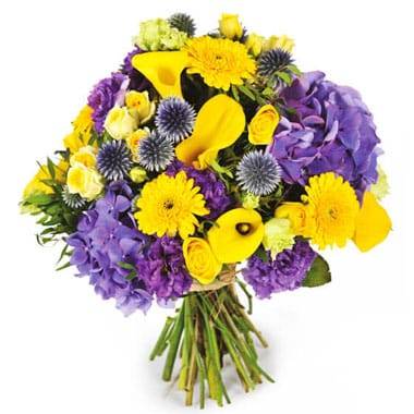 Bouquet de fleurs jaune et mauve Antoine