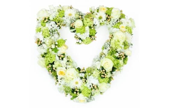 Image du Coeur deuil de fleurs blanches "Théano" | L'Agitateur Floral