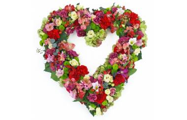 Image du Coeur de deuil de fleurs roses & rouges "Laodicée" | L'Agitateur Floral