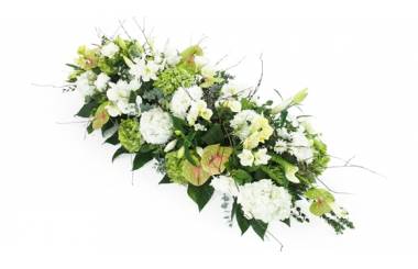 Image du Dessus de cercueil blanches & vertes "Ulysse" | L'Agitateur Floral