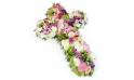 Image de la Croix de deuil de fleurs blanches & roses "Céphale" | L'Agitateur Floral