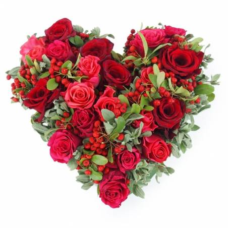 image du Coeur de roses rouges & roses "Tirana" | L'Agitateur Floral