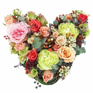 Image Assemblage coeur en fleurs "Casablanca" | L'Agitateur Floral