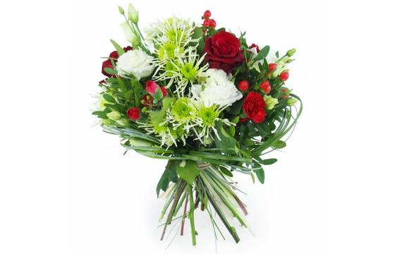 Bouquet blanc, vert, rouge 