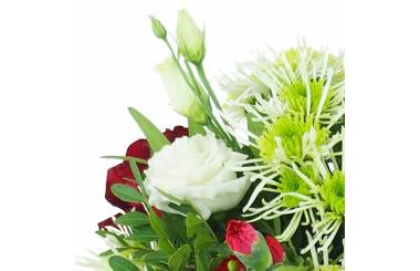 zoom sur le Bouquet tourné blanc & rouge "Palerme" | L'Agitateur Floral