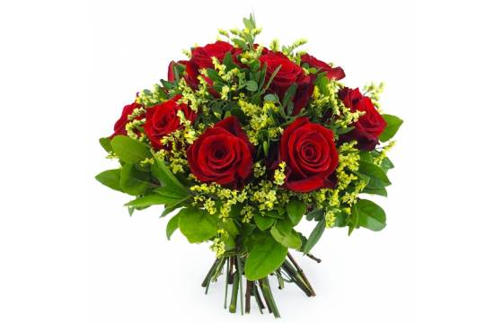 Bouquet rond de roses rouges 