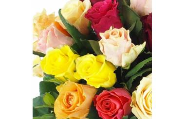 zoom sur le Bouquet rond de roses colorées "Malaga" | L'Agitateur Floral