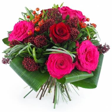 Image du Bouquet rond rouge & fuchsia "Nuremberg" | L'Agitateur Floral