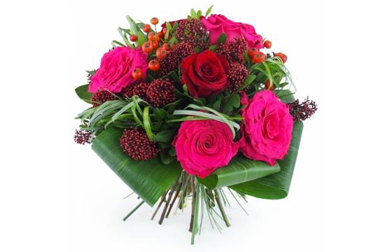 Image du Bouquet rond rouge & fuchsia "Nuremberg" | L'Agitateur Floral