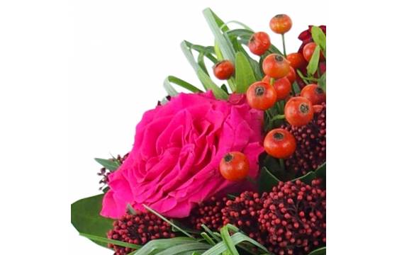 Image zoom Bouquet rond rouge & fuchsia "Nuremberg" | L'Agitateur Floral